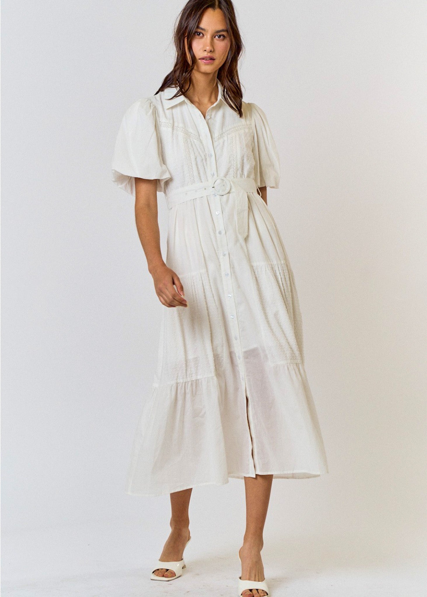Frankie, Midi Dress, Shirt Dress, Puff Sleeve M Frankie, Midi Dress, Shirt Dress, Puff Sleeve M