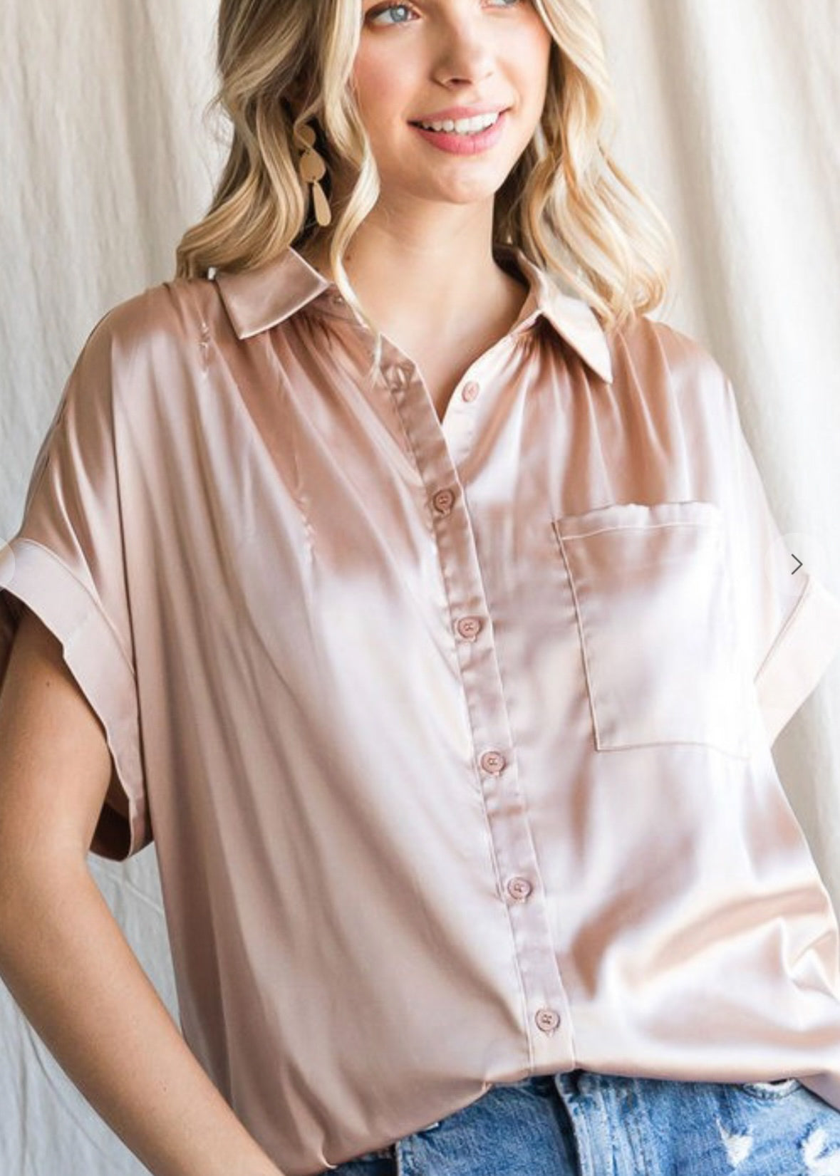 Peony, Women's Shirt, Short Sleeve, Satin – BlushDesert